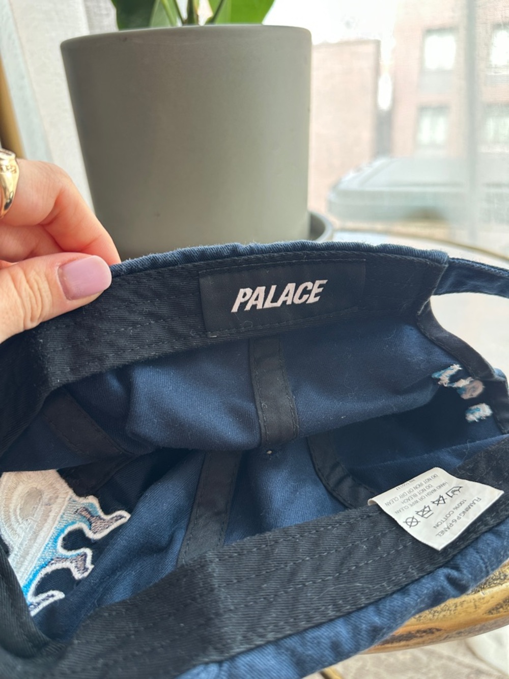 PALACE Flaming P Logo Hat in Navy - Picture 4 of 5